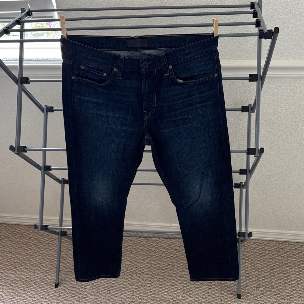 M’s J Brand Kane slim/straight Jean, dark "Motley" blue 34w